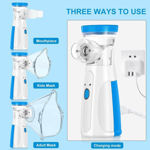 Portable Nebulizer Machine for Adults & Kids | Ultra Quiet Mesh Nebulizer | Handheld Inhaler Machine with 2 Masks & Mouthpiece | Fast Respiratory Relief for Asthma, Cough, Allergy & Breathing Problems