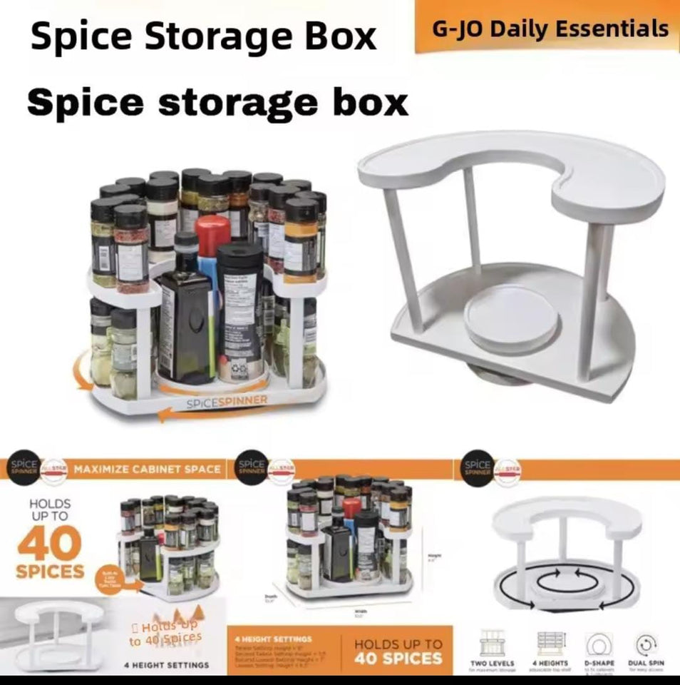 Double Layer Rotating Spice Kitchen Storage Rack Holder
