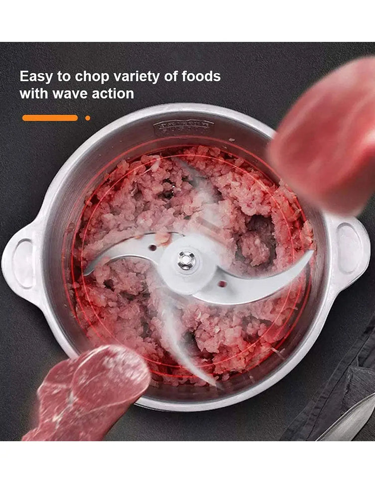 RAF 3L Food Processor, Vegetable & Meat Chopper – Stainless Steel Bowl 1000W