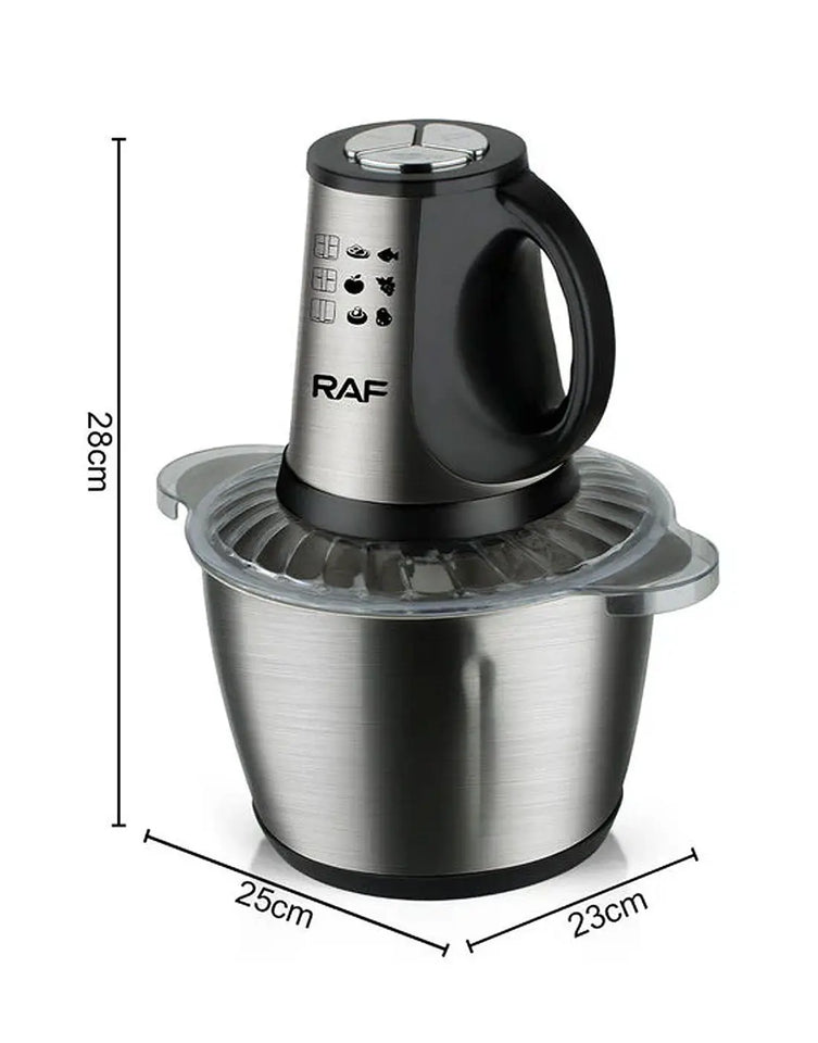RAF 3L Food Processor, Vegetable & Meat Chopper – Stainless Steel Bowl 1000W