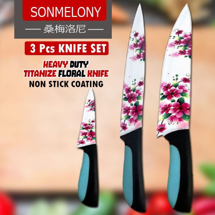 Set of 3pcs Floral Imported Knives for Badi Eid Celebrations