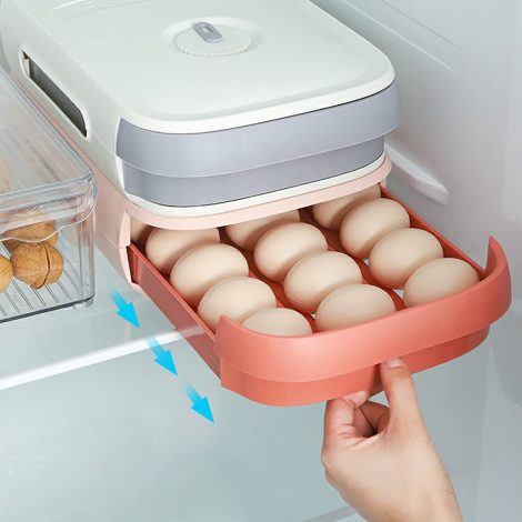 Premium Auto-Scrolling Egg Storage Box with Drawer and Freshness Timetable