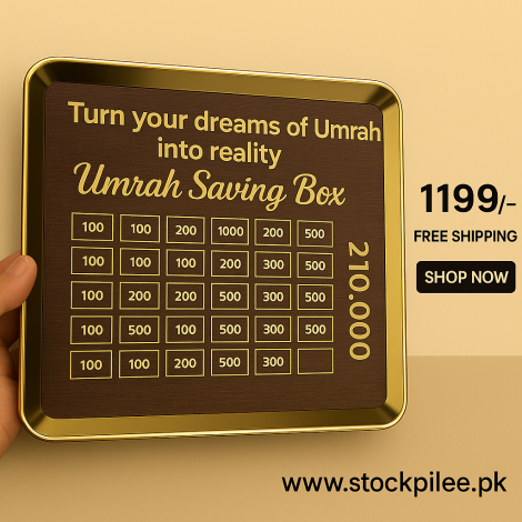 Start saving today with the beautifully crafted Umrah Saving Box