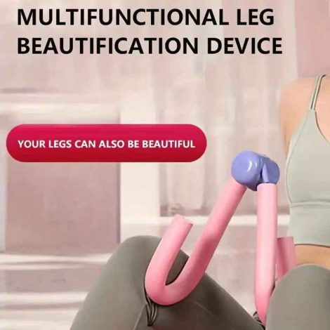 Pink foam thigh master resistance toner for home workout, used for toning thighs, arms, and hips